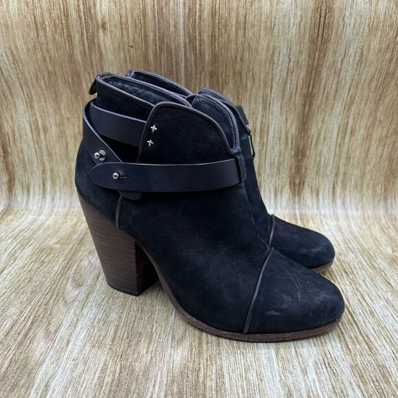 Rag‎ & Bone Harrow Ankle Boots Women's Size 8 EU 38 Black Leather Shoes Booties - Picture 1 of 11